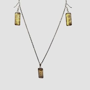 Unique Acrylic Painted Necklace and Earrings Handmade set.